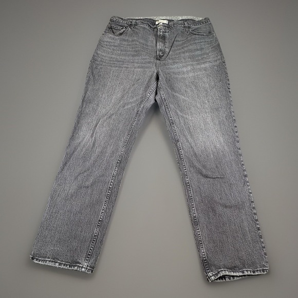 Abercrombie & Fitch Denim - Abercrombie Fitch 90s Straight High Rise Jeans 35L 42x32‎ Faded Black Curve Love